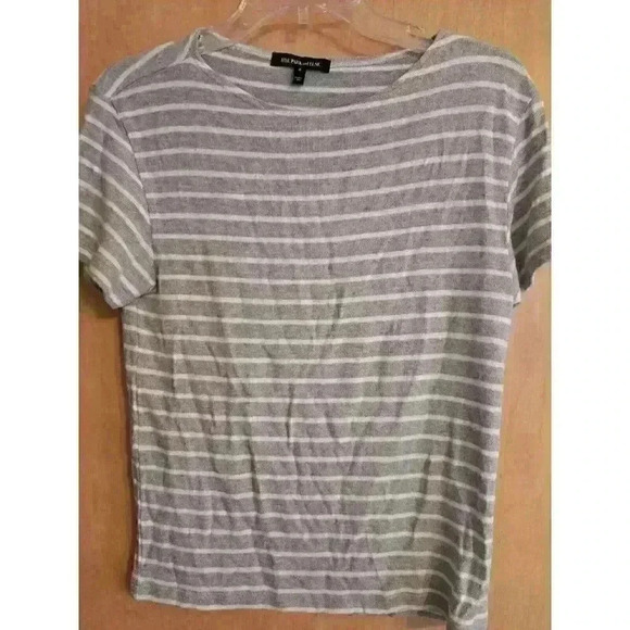 Women's Hyde Park & Lune ‎ Top Shirt Sweater Grey White Striped Size 0 - Picture 2 of 6